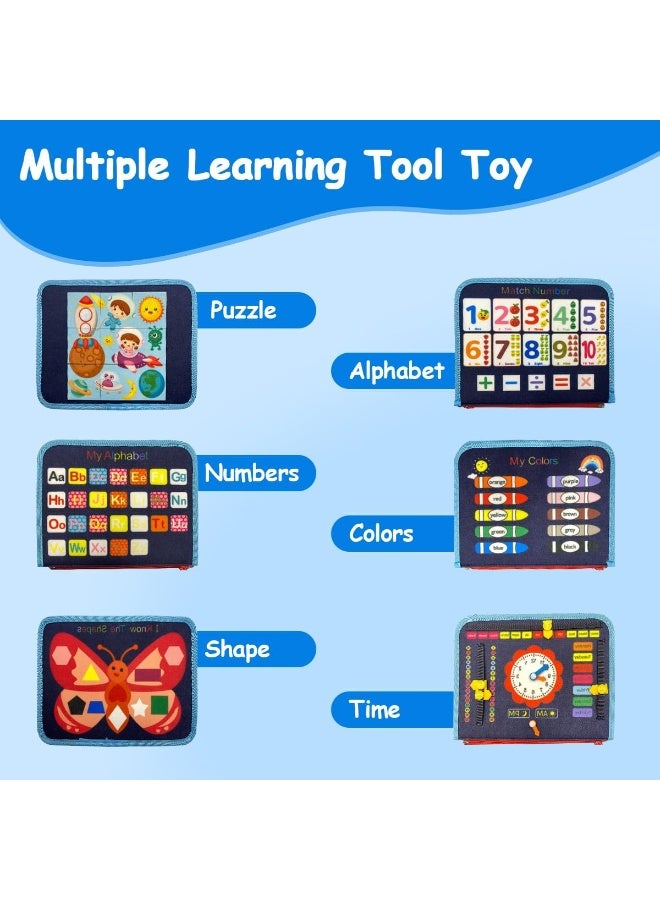 Arabest Toddler Busy Board, 8 In 1 Montessori Toy Busy Book Kid Preschool Developing Sensory Board Baby Educational Learning Activity for Basic Shape Color Flying Airplane Travel Essential Game Gift Ages 1-4 - Image 3